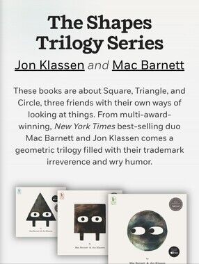 The Shapes trilogy series by Jon Klassen & Mac Bennett hardcover Lot Of 3